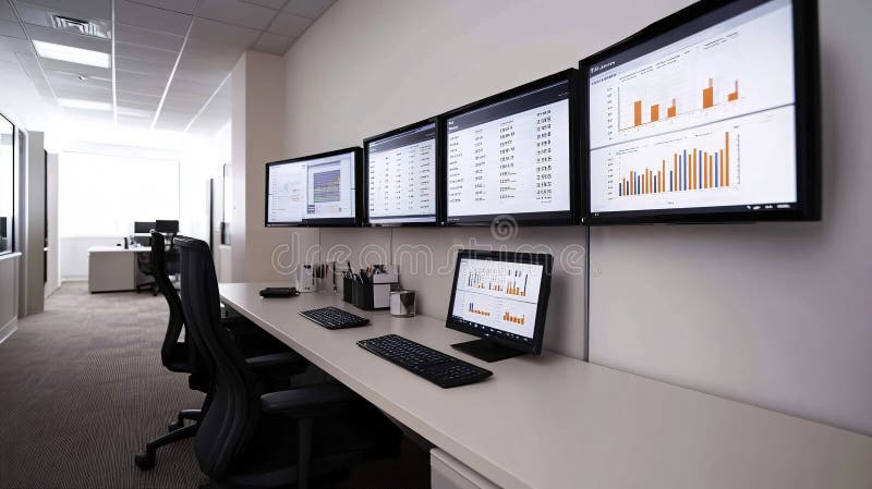 Modern office workspace with advanced technology